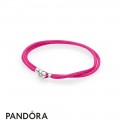 Pandora Bracelets Cord Hot Pink Fabric Cord Double Braided Leather Bracelets