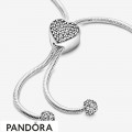 Pandora Moments Snake Mesh Bracelets Paved Heart Clasp