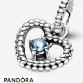 Women's Pandora Aqua Blue Beaded Heart Dangle Charm