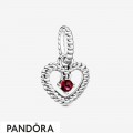 Women's Pandora Blazing Red Beaded Heart Dangle Charm