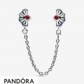 Women's Pandora Blue & Pink Fan Safety Chain Clip Charm
