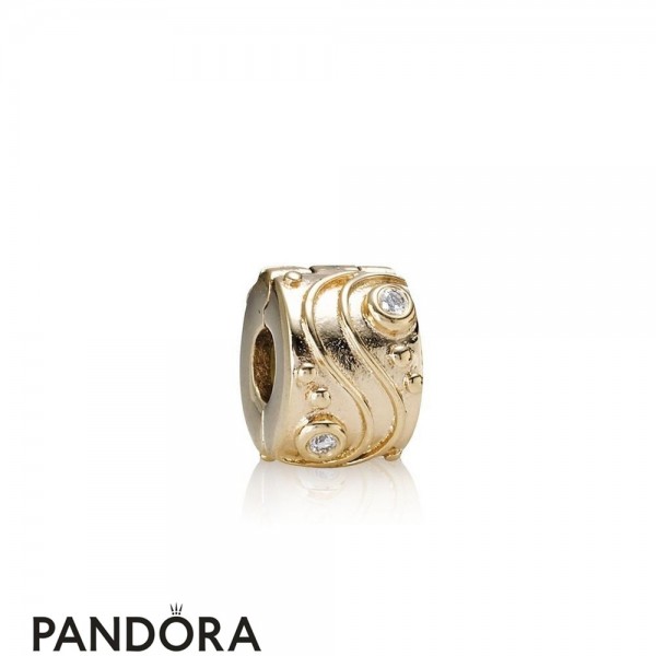 Pandora Clips Charms Babbling Brook Abstract Gold Clip Diamonds