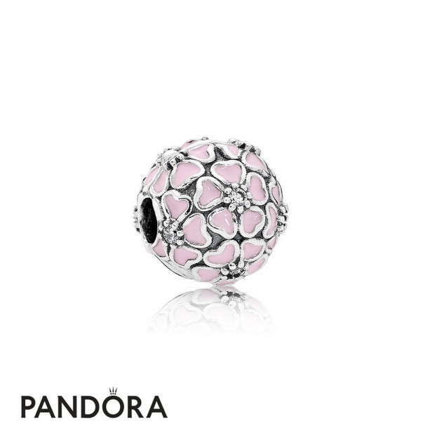Pandora Clips Charms Cherry Blossom Clip Soft Pink Enamel Clear Cz