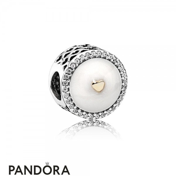Pandora Contemporary Charms Precious Heart Charm Silver Enamel Clear Cz