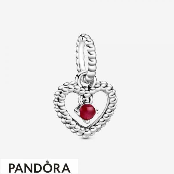 Women's Pandora Dark Red Beaded Heart Dangle Charm