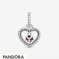 Women's Pandora Dark Red Beaded Heart Dangle Charm