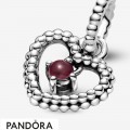 Women's Pandora Dark Red Beaded Heart Dangle Charm