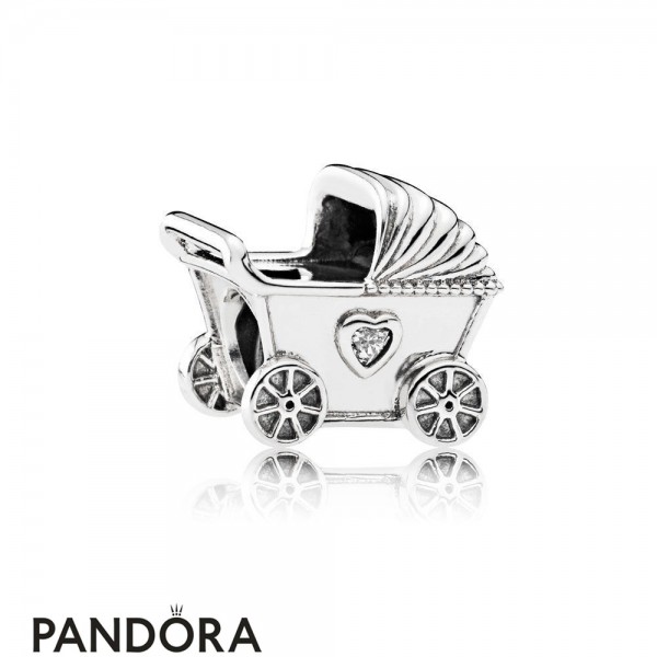 Pandora Family Charms Baby's Pram Charm Clear Cz