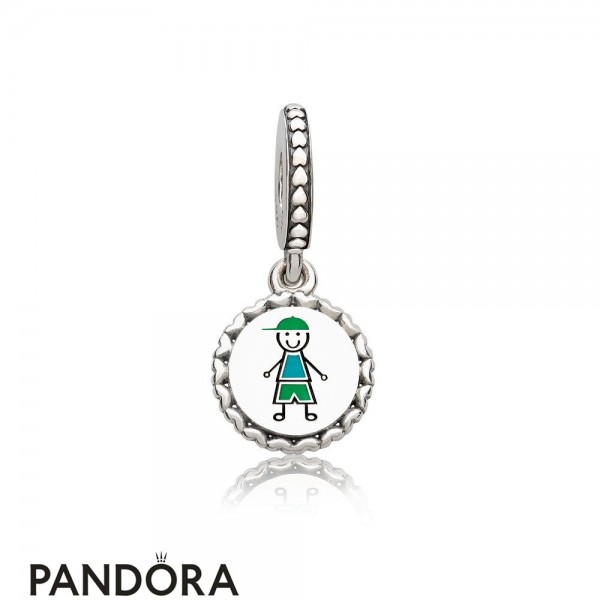 Pandora Family Charms Boy Stick Figure Pendant Charm Mixed Enamel