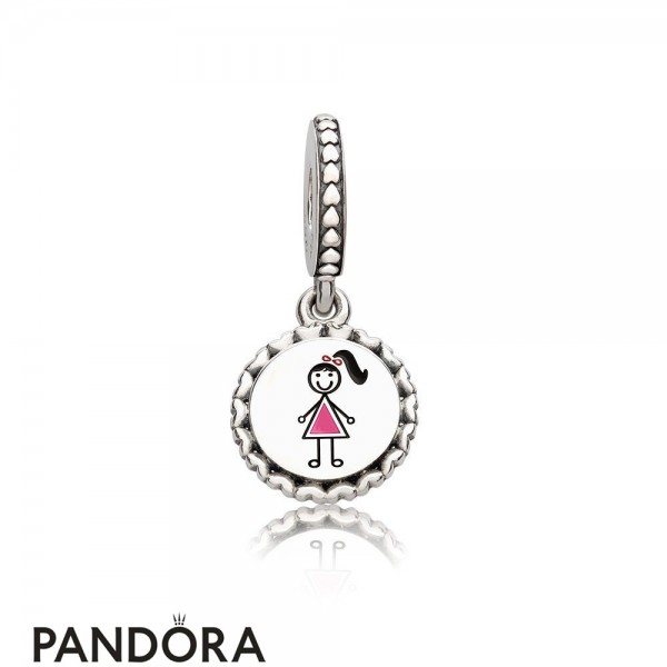 Pandora Family Charms Girl Stick Figure Pendant Charm Mixed Enamel