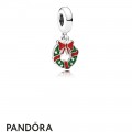Women's Pandora Holiday Wreath Pendant Charm Berry Red Green Enamel