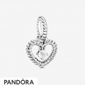 Women's Pandora Milky White Beaded Heart Dangle Charm