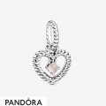 Women's Pandora Misty Rose Beaded Heart Dangle Charm