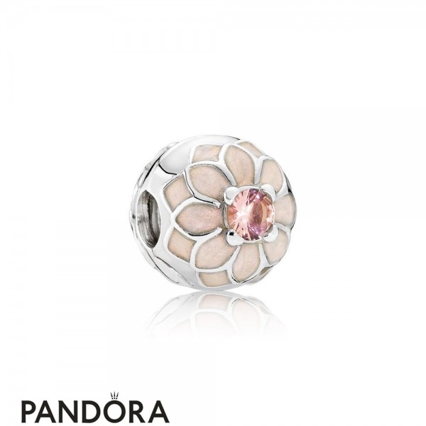 Pandora Nature Charms Blooming Dahlia Clip Cream Enamel Blush Pink Crystal