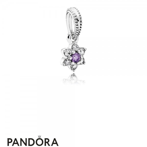Pandora Nature Charms Forget Me Not Pendant Charm Purple Clear Cz