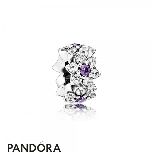 Pandora Nature Charms Forget Me Not Spacer Purple Clear Cz