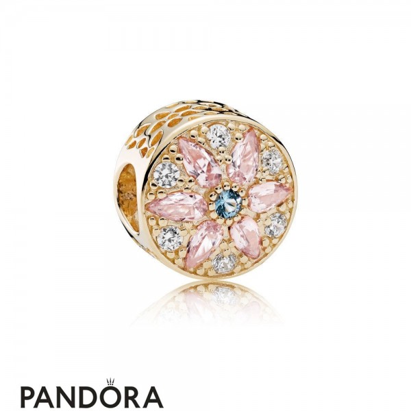 Pandora Nature Charms Opulent Floral Charm 14K Gold Multi Colored Crystals Clear Cz