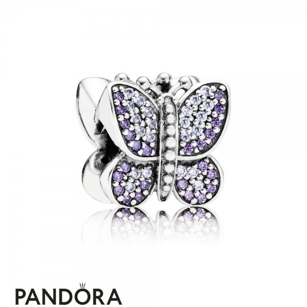Pandora Nature Charms Sparkling Butterfly Charm Purple Cz