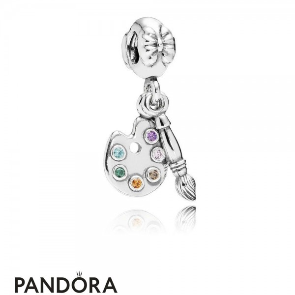 Pandora Passions Charms Music Arts Artist's Palette Pendant Charm Multi Colored Cz