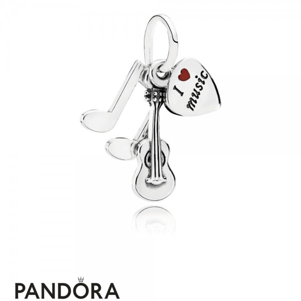 Pandora Passions Charms Music Arts I Love Music Pendant Charm Red Enamel