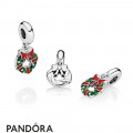 Pandora Pendant Charms Holiday Wreath Pendant Charm Berry Red Green Enamel