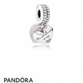 Pandora Pendant Charms Mother Daughter Hearts Pendant Charm Soft Pink Enamel Clear Cz