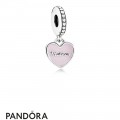 Pandora Pendant Charms Mother Daughter Hearts Pendant Charm Soft Pink Enamel Clear Cz
