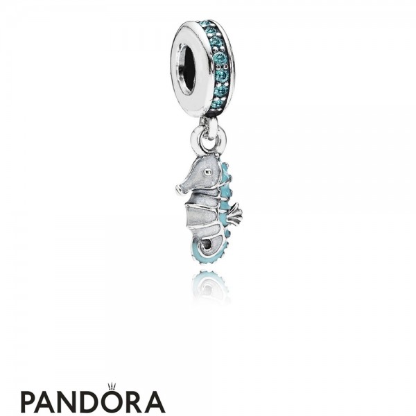 Pandora Pendant Charms Tropical Seahorse Pendant Charm Teal Cz Turquoise Enamel