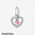 Women's Pandora Petal Pink Beaded Heart Dangle Charm