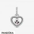 Women's Pandora Petal Pink Beaded Heart Dangle Charm