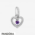 Women's Pandora Purple Beaded Heart Dangle Charm