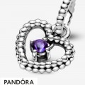 Women's Pandora Purple Beaded Heart Dangle Charm