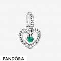Women's Pandora Rainforest Green Beaded Heart Dangle Charm