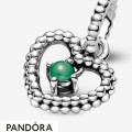 Women's Pandora Rainforest Green Beaded Heart Dangle Charm