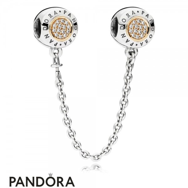 Pandora Safety Chains Pandora 14K Signature Safety Chain Clear Cz