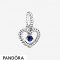 Women's Pandora Sea Blue Beaded Heart Dangle Charm