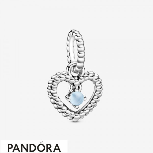 Women's Pandora Sky Blue Beaded Heart Dangle Charm