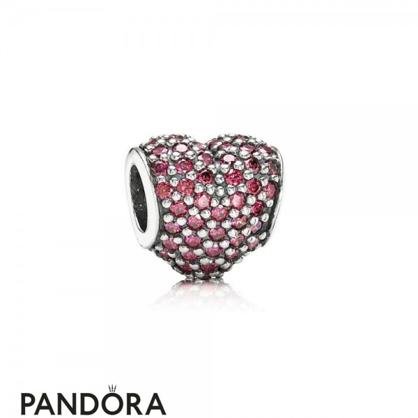 Pandora Sparkling Paves Charms Pave Heart Charm Red Cz