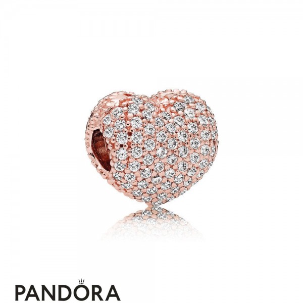 Pandora Sparkling Paves Charms Pave Open My Heart Clip Pandora Rose Clear Cz