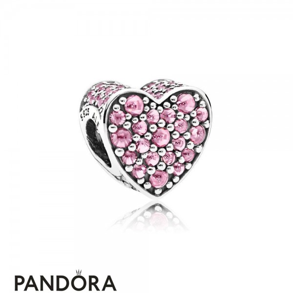Pandora Sparkling Paves Charms Pink Dazzling Heart Charm Pink Cz