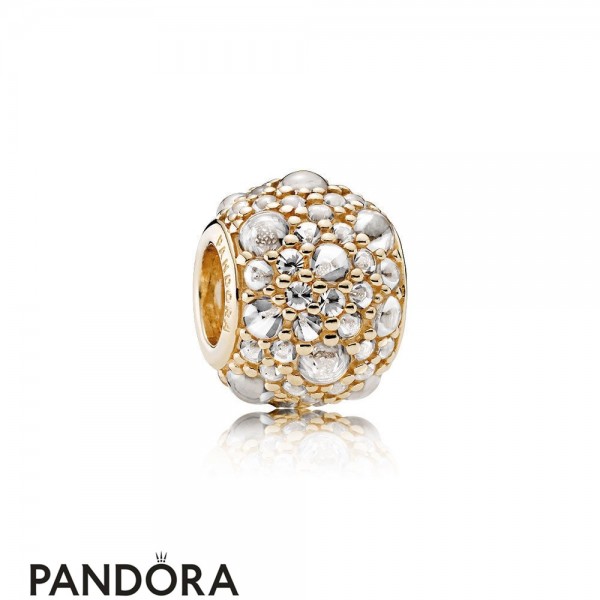 Pandora Sparkling Paves Charms Shimmering Droplets Charm 14K Gold Clear Cz