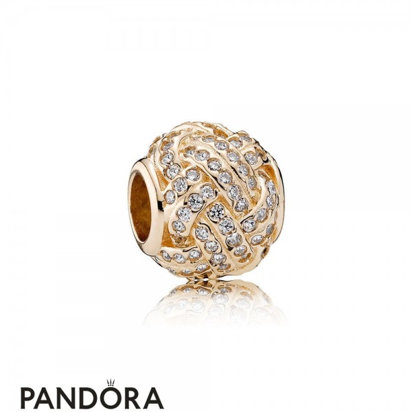 Pandora Sparkling Paves Charms Sparkling Love Knot Charm 14K Gold Clear Cz