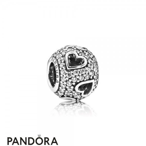Pandora Sparkling Paves Charms Tumbling Hearts Charm Clear Cz