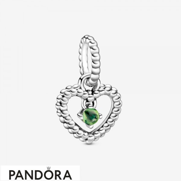 Women's Pandora Spring Green Beaded Heart Dangle Charm