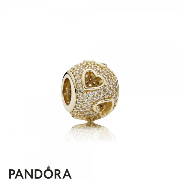 Pandora Symbols Of Love Charms Ribbon Heart Charm 14K Gold