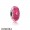 Pandora Touch Of Color Charms Cerise Heart Charm Murano Glass Clear Cz