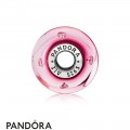 Pandora Touch Of Color Charms Cerise Heart Charm Murano Glass Clear Cz