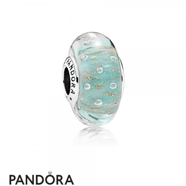 Pandora Touch Of Color Charms Mint Glitter Charm Murano Glass