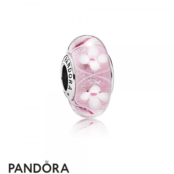 Pandora Touch Of Color Charms Pink Field Of Flowers Charm Murano Glass