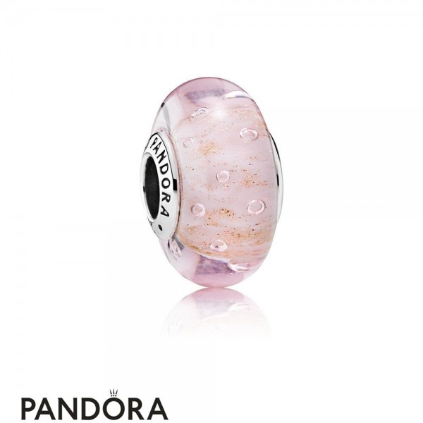 Pandora Touch Of Color Charms Pink Glitter Charm Murano Glass